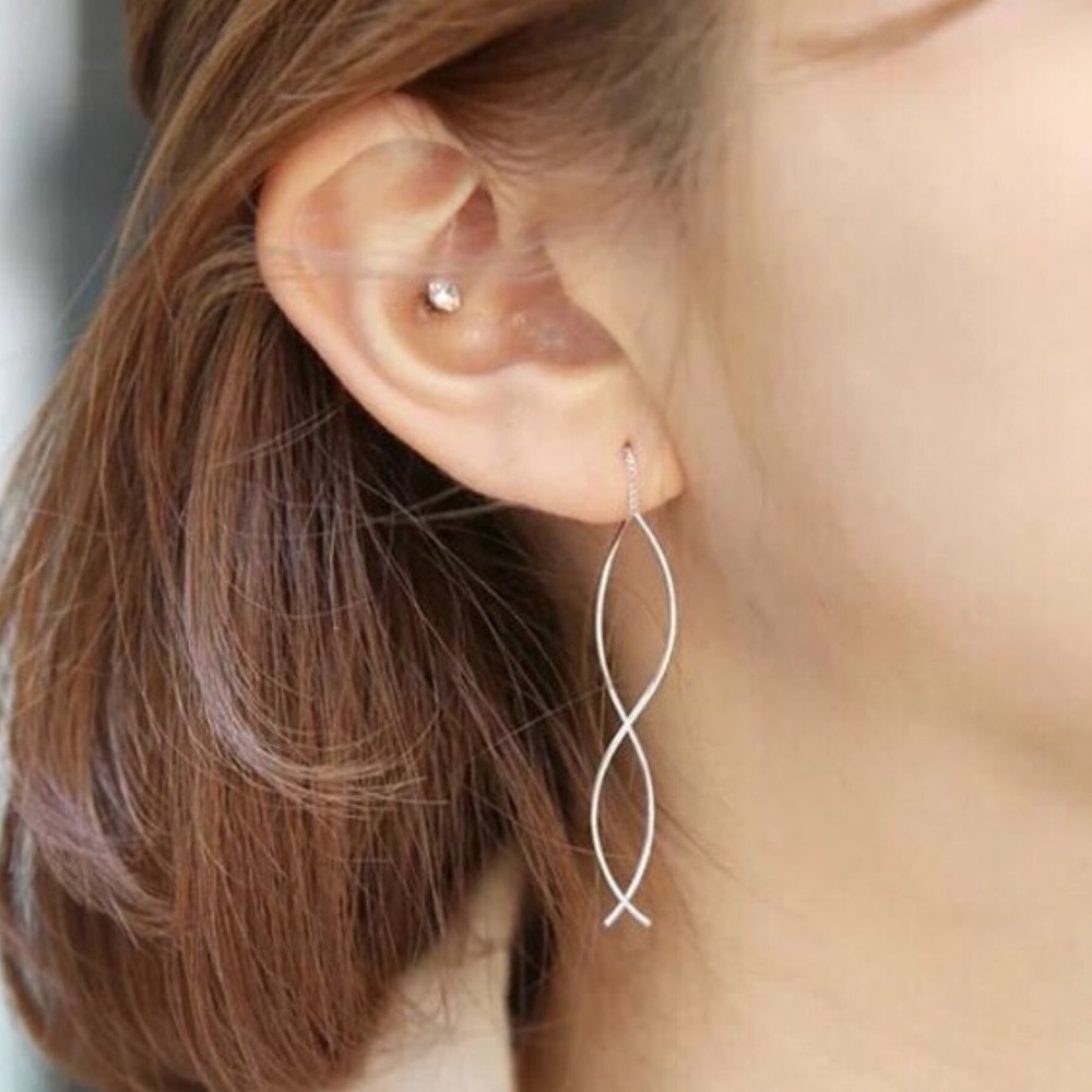 Silvertone threader earrings